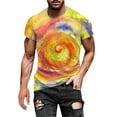 thumbnail image 1 of T Shirts for Men Plus Size Men's Fashion Summer Neckline Tie-dyed Printed Fitted Short Sleeve Summer Tops Mens Workout Shirts（Yellow,2XL）, 1 of 5