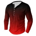 thumbnail image 1 of T Shirts for Men Plus Size S-5X Big and Tall Long Sleeve Button Round Neck Tees Tops Trendy Gradient Printed Casual Pullover Basic T-Shirts, 1 of 4