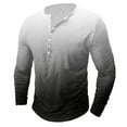 thumbnail image 1 of T Shirts for Men Plus Size S-5X Big and Tall Long Sleeve Button Round Neck Tees Tops Trendy Gradient Printed Casual Pullover Basic T-Shirts, 1 of 4