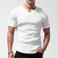 thumbnail image 1 of T Shirts for Men Plus Size Solid Color V-Neck Casual Loose Tee Shirts Short Sleeve Mens Summer Tops under $8 M-3XL White, 1 of 6