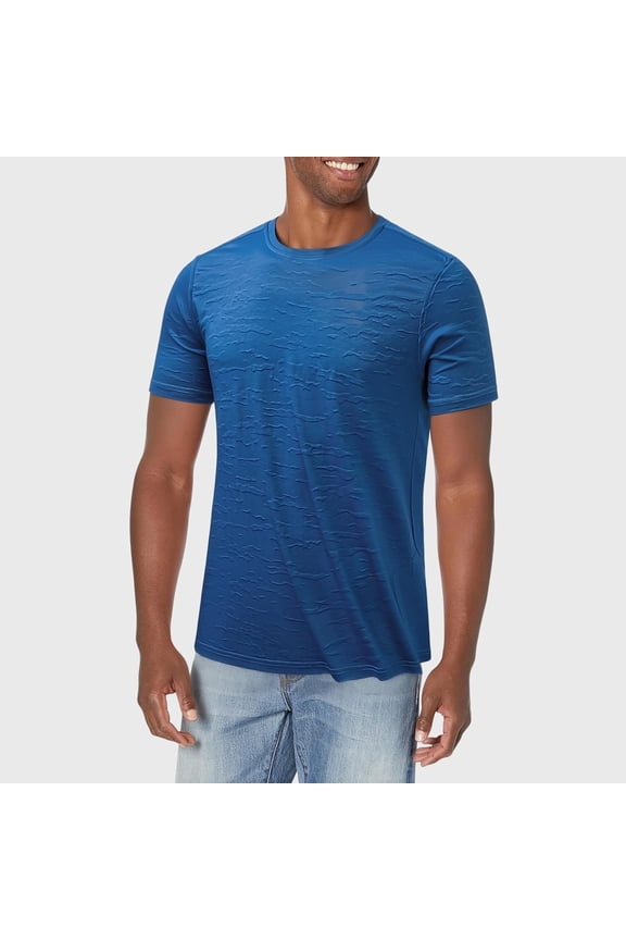 T-Shirts for Men Printed Casual Outdoor Climbing Running Reflective Wear Round Neck Top Blue XXXXXL