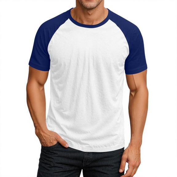 T -Shirts for Men Raglan Sleeve Crewneck Elastic Outdoor Tops Basic Short Sleeve Soft Gym Pullover