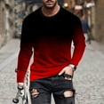 thumbnail image 1 of T Shirts for Men Round Neck Big and Tall Plus Size Long Sleeve Pullover T-Shirts Trendy Gradient Printed Tees Loose Comfort Basic Tops S-5X, 1 of 5