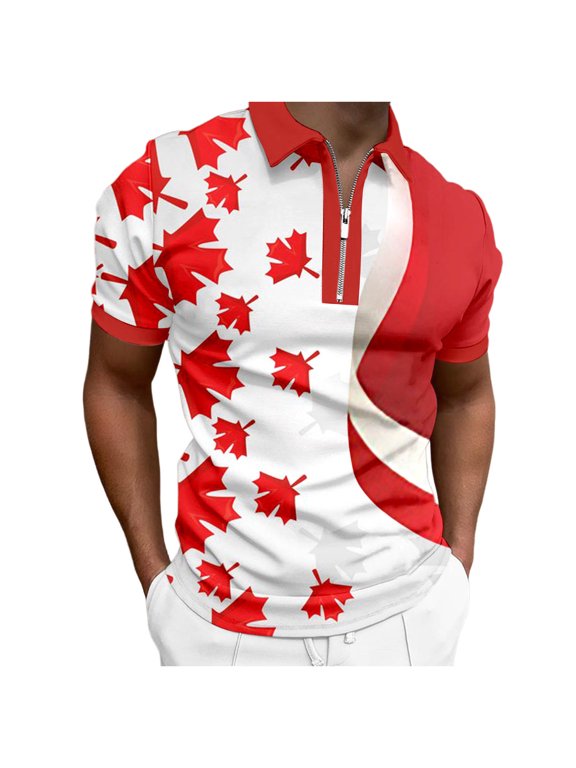 T Shirts for Men Short Sleeve Half Zip Stand Collar Mens Undershirts,Red,L