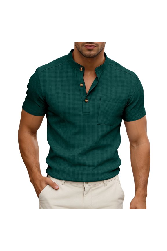 T Shirts for Men Short Sleeve Textured Crew Neck Relaxation Mens Performance Polos,Green,S