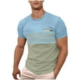 thumbnail image 1 of T Shirts for Men Striped Color Block Graphic Tees Casual Summer Tops Short Sleeve Crewneck Shirts, 1 of 6