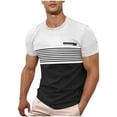 thumbnail image 1 of T Shirts for Men Striped Color Block Graphic Tees Casual Summer Tops Short Sleeve Crewneck Shirts, 1 of 6