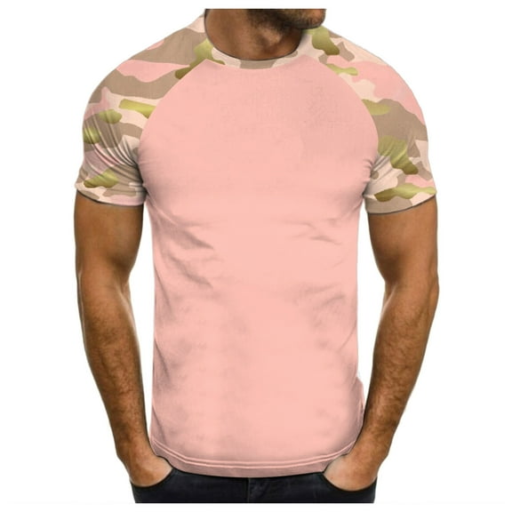 T Shirts for Men Summer Camo Print Short Sleeved Crew Neck Tee Tops Casual Regular Fit Workout Running Pullover Shirts