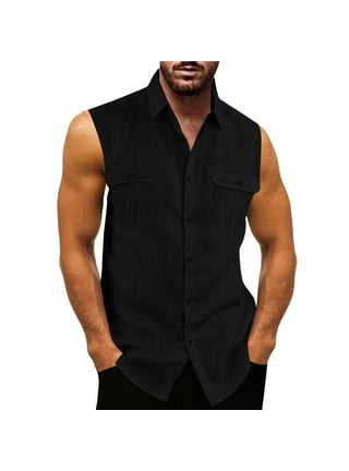 Mens sleeveless collared shirt cheap