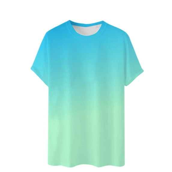 T-Shirts for Men Summer Short Sleeve Gradient Color Pullover Tees 2025 Stylish Casual Stretch Comfy Loose Workout Tops Z001-Light Blue XXL