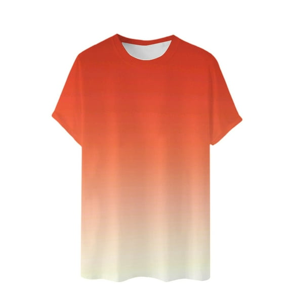 T-Shirts for Men Summer Short Sleeve Gradient Color Pullover Tees 2025 Stylish Casual Stretch Comfy Loose Workout Tops Z001-Red XL