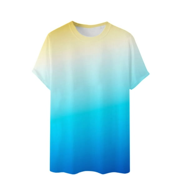 T-Shirts for Men Summer Short Sleeve Gradient Color Pullover Tees 2025 Stylish Casual Stretch Comfy Loose Workout Tops Z001-Yellow M