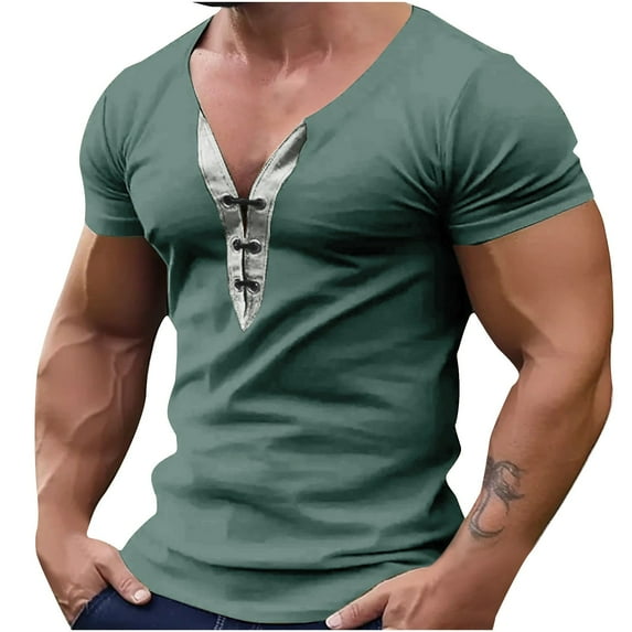 T-Shirts for Men,T-Shirt for Men,Spring/Summer European And Men's Thin-Neck Sports Fitness Short Sleeved T-Shirt,Men Short Shorts