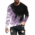 thumbnail image 1 of T-Shirts for Men's Long Sleeves 3D Flame Print Slim Sport Casual Pullover Crewneck Sweatshirts, 1 of 2