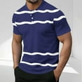 thumbnail image 1 of T Shirts for Men with Button Short Sleeve Crewneck Tees Tops Mens Casual Stripe Printed Pullover Slim Breathable Loungewear Workout Tshirts Shirt, 1 of 5