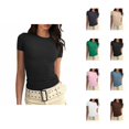 thumbnail image 1 of T Shirts for Women 2025 Y2K Short Sleeve Crewneck Slim Fit Tight Ribbed Plain Cropped Tshirt Tees Womens T Shirts, 1 of 7