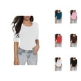 thumbnail image 1 of T Shirts for Women 2026 Summer Half Sleeve Crewneck Slim Fit Basic Plain Tshirt Undershirts Blouse Top, 1 of 6