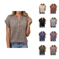 thumbnail image 1 of T Shirts for Women 2026 Summer Short Batwing Sleeve V Neck Ribbed Dressy Casual Office Work Tshirt Blouse, 1 of 6