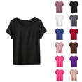 thumbnail image 1 of T Shirts for Women 2026 Summer Short Sleeve Crewneck Lightweight Casual Slim Fitted Plain Tshirts Basic Tees, 1 of 3