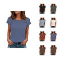thumbnail image 1 of T Shirts for Women 2026 Summer Short Sleeve Crewneck Ribbed Dressy Casual Office Work Tshirt Womens Tees, 1 of 5