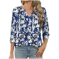 thumbnail image 1 of T-Shirts for Women 3/4 Sleeve V-Neck Floral Printed Casual Dressy Tunic Tops Laides T-Shirts, 1 of 6