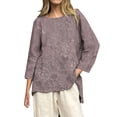 thumbnail image 1 of T Shirts for Women Baseball Art Print Casual 3/4 Sleeve T Shirts Round Neck Cotton Shirt, 1 of 3