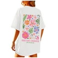 thumbnail image 1 of T Shirts for Women Beach Oversized Graphic Vintage Baggy Tees Summer Vacation Womens Summer Tops White L, 1 of 6