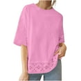 thumbnail image 1 of T-Shirts for Women,Blouse for Women,Vintage Lace Patchwork Bow V-Neck Three Quarter Blouses T-Shirt,Lace Blouses for Women, 1 of 9