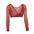 thumbnail image 1 of T Shirts for Women Both Side Wear Solid Color Sheer Plus Size Seamless Arm Shaper Crop Inner Lap Shirt, 1 of 4