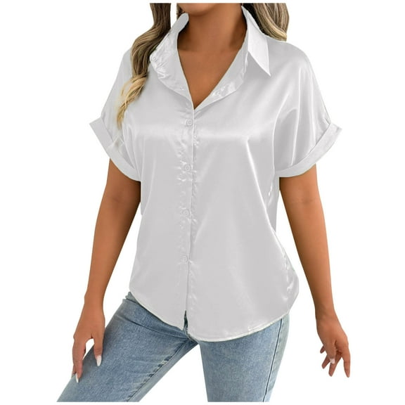 T Shirts for Women Casual Comfortable Short Sleeved ButtonTop Blouse Loose Fit Cute Tee Clothes Trendy Fashion Outfits