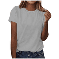 thumbnail image 1 of T Shirts for Women Casual Summer Dressy Short Sleeve Crew Neck Plain Tops Tee Women Blouses Clothes Solid Color Loose Fashion Shirts, 1 of 4