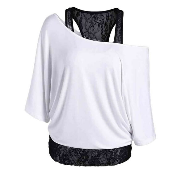 T Shirts for Women Casual Tops Plus Size Lace Loose Long Sleeve Blouse Tee Shirt Top
