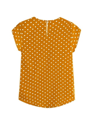 Women's Loose Casual Short Sleeve Top Navy Blue and White Polka Dots  T-Shirt Blouse(226ya7a)