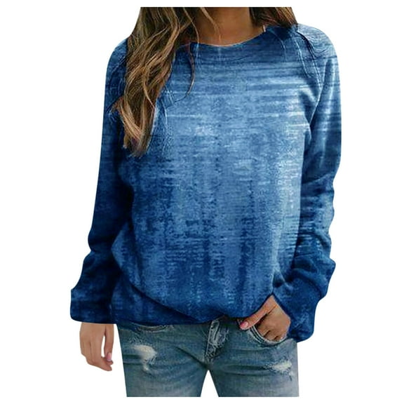 T Shirts for Women Casual Tops Print Sweatshirts Thermal Crewneck Long Sleeve Loose Com Tee Shirt Top