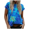 thumbnail image 1 of T Shirts for Women Casual Tops Sea Turtle Printed Short Sleeve Loose Beach Fit Tee Shirt Top, 1 of 6