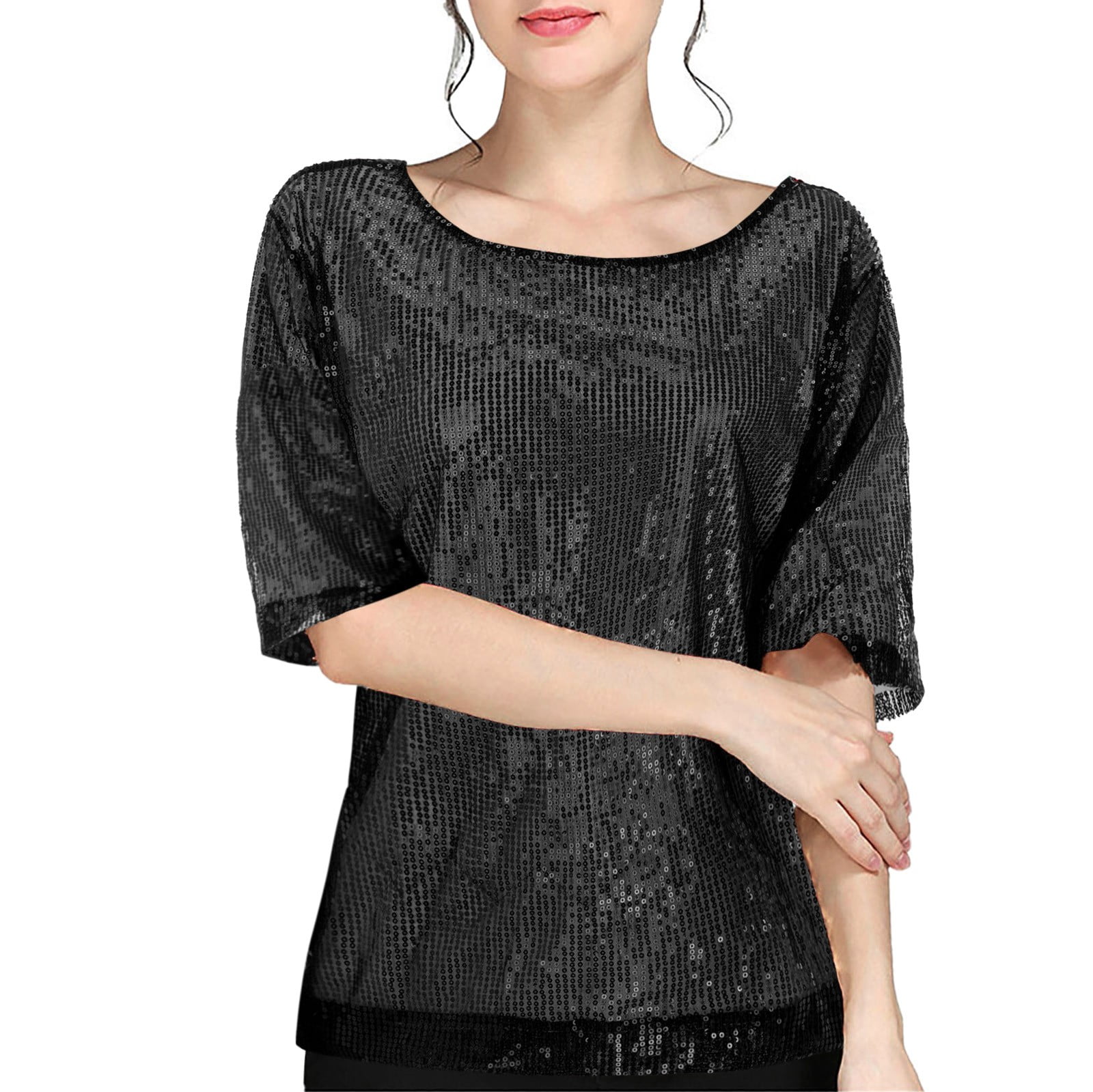 black sparkly evening tops