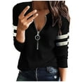 thumbnail image 1 of Winter Fall T Shirts for Women Casual Tops V Neck Long Sleeve Zipper Knit Loose Fitting Thermal Tunic Tee Shirt Top, 1 of 7
