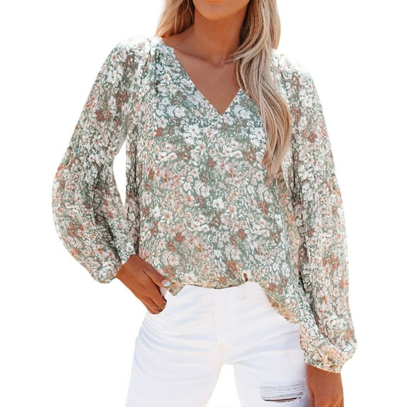 T Shirts for Women Casual Tops Winter Fall Long Sleeve Blouse Petal Shirt Floral Shirt Shirt V Neck Tee T-shirt Top