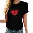 thumbnail image 1 of T Shirts for Women Casual Valentine's Day Girl Friend Gift Blouses Fashion Love Heart Graphic Printed Loose Short Sleeve Round Neck Shirt Top, 1 of 5