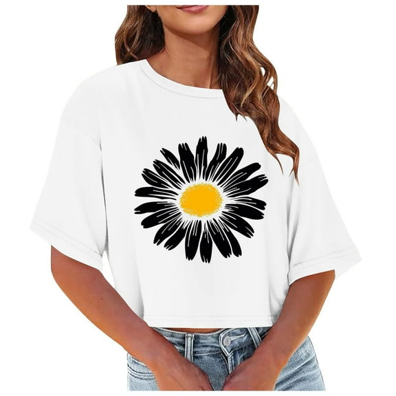 T Shirts for Women Fashion Women Summer Printing Round-Neck T-Shirt Short Sleeve Casual Blouse