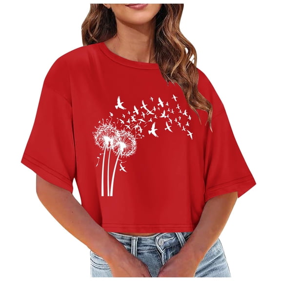T Shirts for Women Fashion Women Summer Printing Round-Neck T-Shirt Short Sleeve Casual Blouse