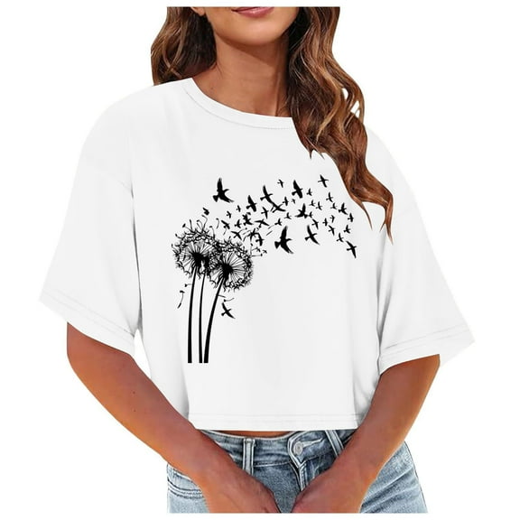 T Shirts for Women Fashion Women Summer Printing Round-Neck T-Shirt Short Sleeve Casual Blouse