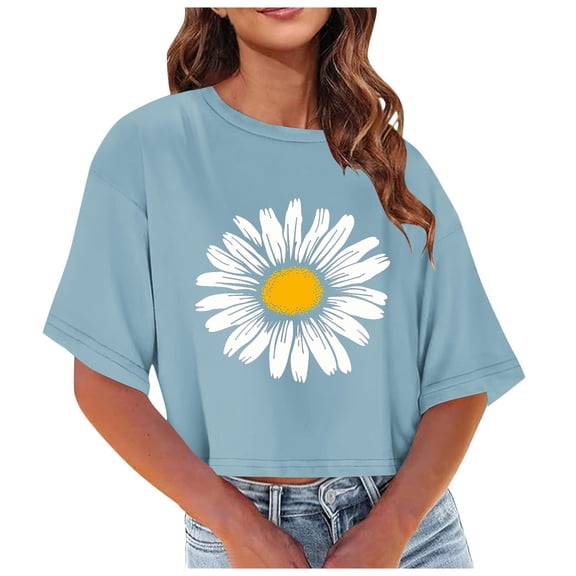 T Shirts for Women Fashion Women Summer Printing Round-Neck T-Shirt Short Sleeve Casual Blouse