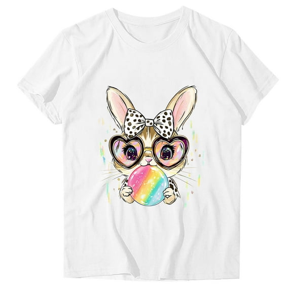 T Shirts for Women Woman's Fashion Cute Printing Leisure Round Neck Short Sleeved T-Shirts