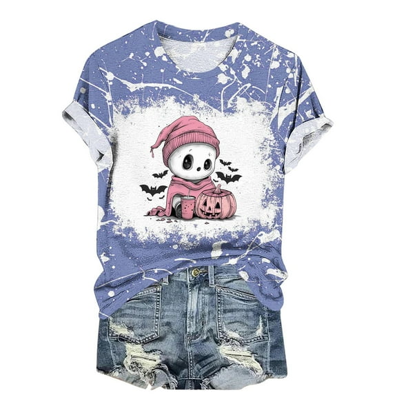 T Shirts for Women Women Fashion Summer Printed Regular Women Short Sleeves Round Neck