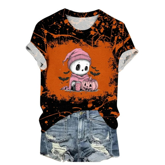 T Shirts for Women Women Fashion Summer Printed Regular Women Short Sleeves Round Neck