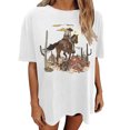 thumbnail image 1 of T Shirts for Women Women's Cowboy Competition Casual Concert T Shirts Vintage Cow Skull Graphic Tees Oversized, 1 of 7