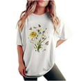 thumbnail image 1 of T Shirts for Women Women's Fashion Summer Round Neck Drop Sleeves Short Sleeve Flower Printing, 1 of 4