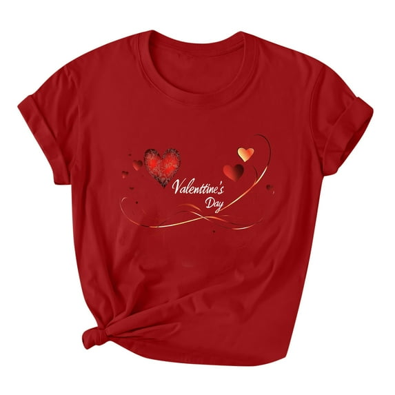 T Shirts for Women Women's Lover Love Printed T-Shirt Round Neck Short Sleeved
