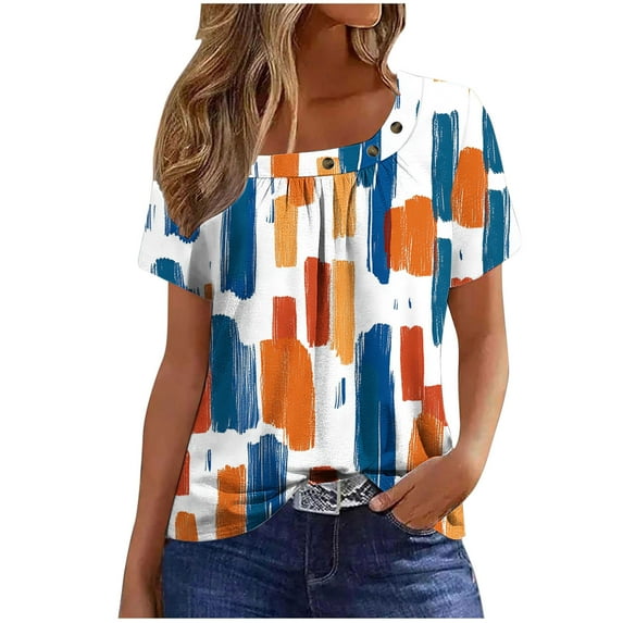 T Shirts for Women Women's Short Sleeved Pleated Fashionable and Comfortable T-Shirt